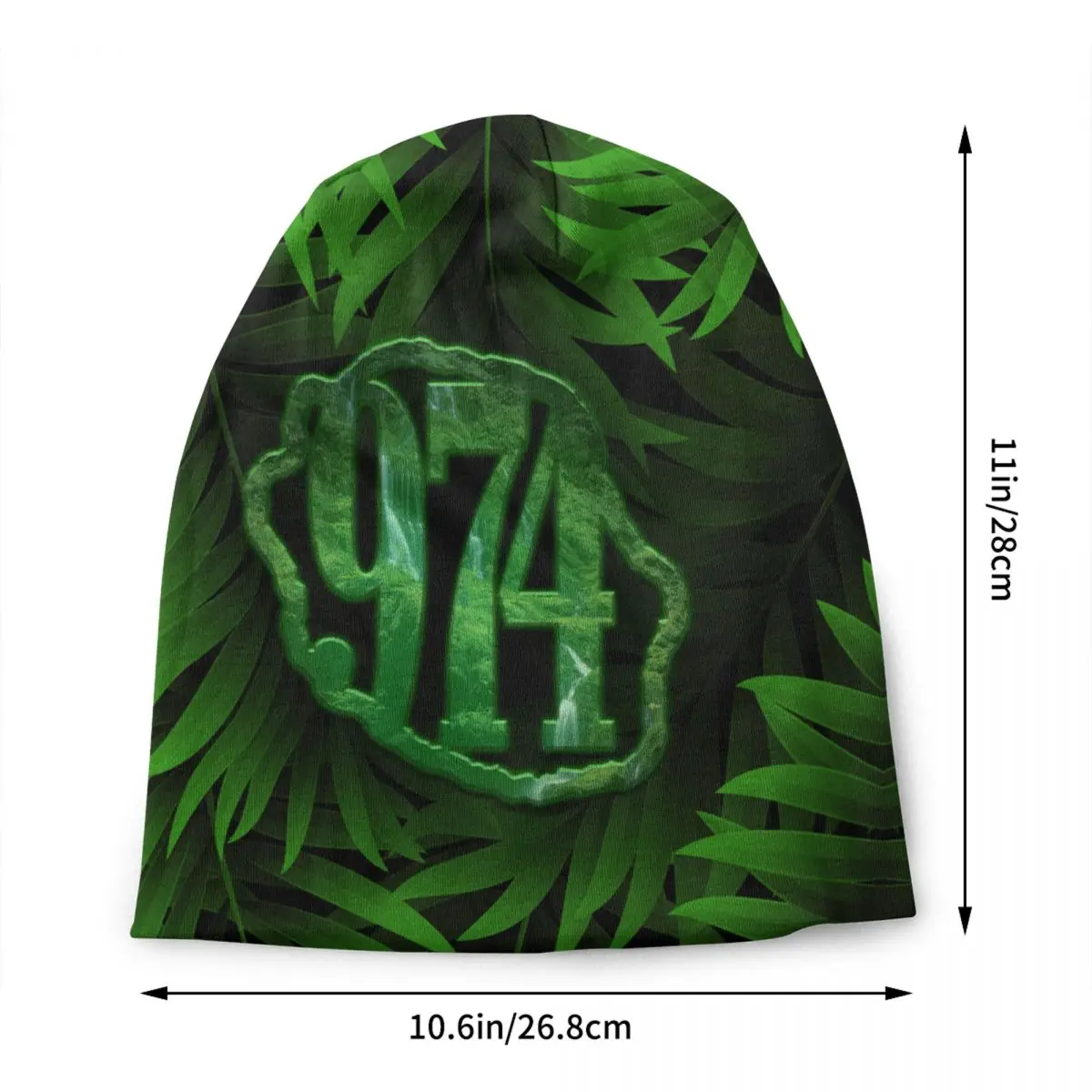 Custom 974 Green Tropikal Leaves Skullies Beanies Caps Unisex Winter Knitting Hat  Reunion Island Bonnet Hats Outdoor Ski Cap