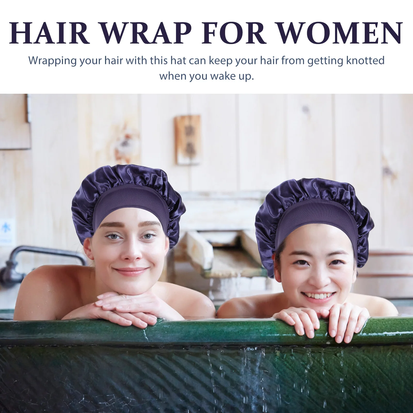 

Sleep Wrap Blue Chemotherapy Hat Bath Cap Durable Reusable Ladies Home Delicate Satin Hat Practical Hair Wrap Satin