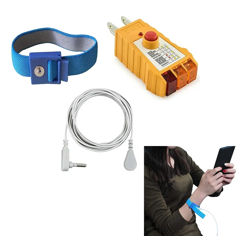 

Grounding Wrist Band Earthing Cord Healthy For Home With GFCI Check Socket Tester Earthing Products Improve Blood Circulation