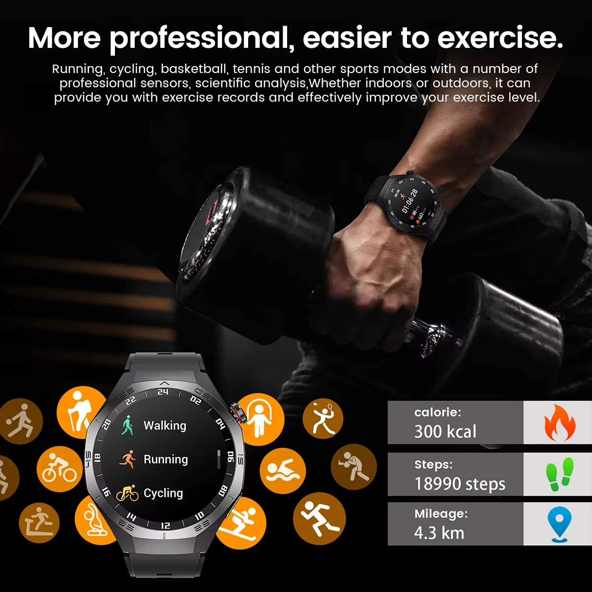Prezenty świąteczne 2025 Smartwatch Męski Damski Ekran AMOLED HD 360*360 GPS NFC Kompas Połączenia BT Pomiar Tętna Sport Fitness Smart Watch