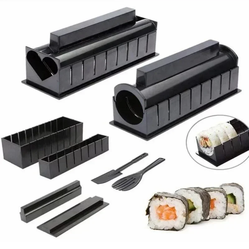 10-Piece Sushi Mold Set: Rice Ball Maker, Seaweed Sushi Implement, 5-in-1 Sushi Tool