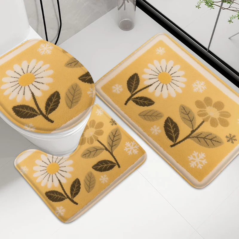 

3 шт., коврики для ванной комнаты в корейском стиле, коврики для крышки унитаза, противоскользящие коврики для ванной комнаты, U-образные впитывающие коврики, коврики для унитаза, ковры
