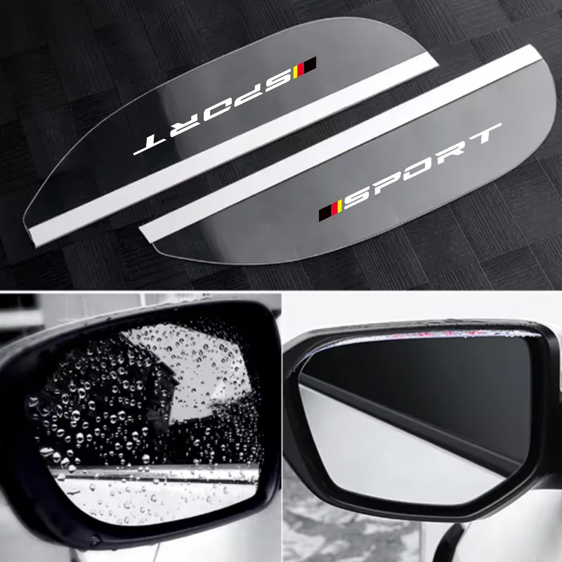 Transparent Car Rearview Mirror Rain Shield in Black, Red, and Yellow Colors, Sports Rain Protection, Snow Protection, Sun Protection, Rain Shield, Transparent Rain and Sun Shield, Waterproof Shield for Car Mirrors