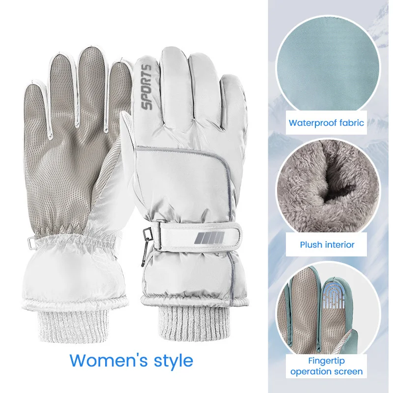 Women's Winter Warm Snowboard Ski Gloves Non-slip Touch Screen Waterproof Motorcycle Cycling Warm Snow Sports Thicken Gloves