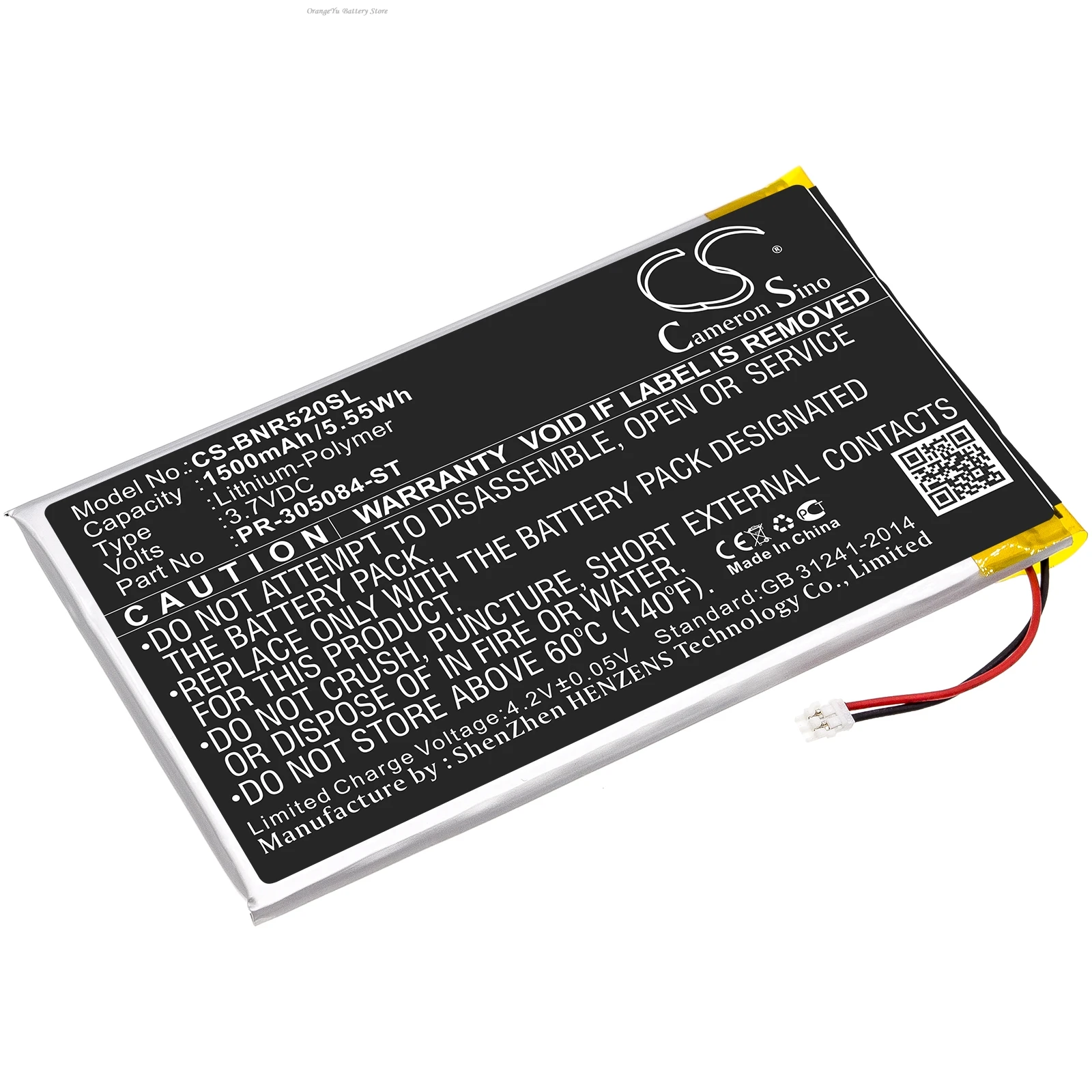 Replacement 3.7V 1500mAh E-book E-reader Battery PR-305084-ST for Barnes & Noble GlowLight 3 GlowLight 6 inches BNRV520