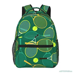 Tennis Rackets and Balls Print Backpacks Fashion Casual Travel Laptop Backpacks Softback Student School Book Bags Waterproof