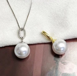 Circle Style 925 Sterling Silver Pendant Base Mountings Findings Parts for Oyster Edison Pearl Coral Jade Beads Stones Crystal