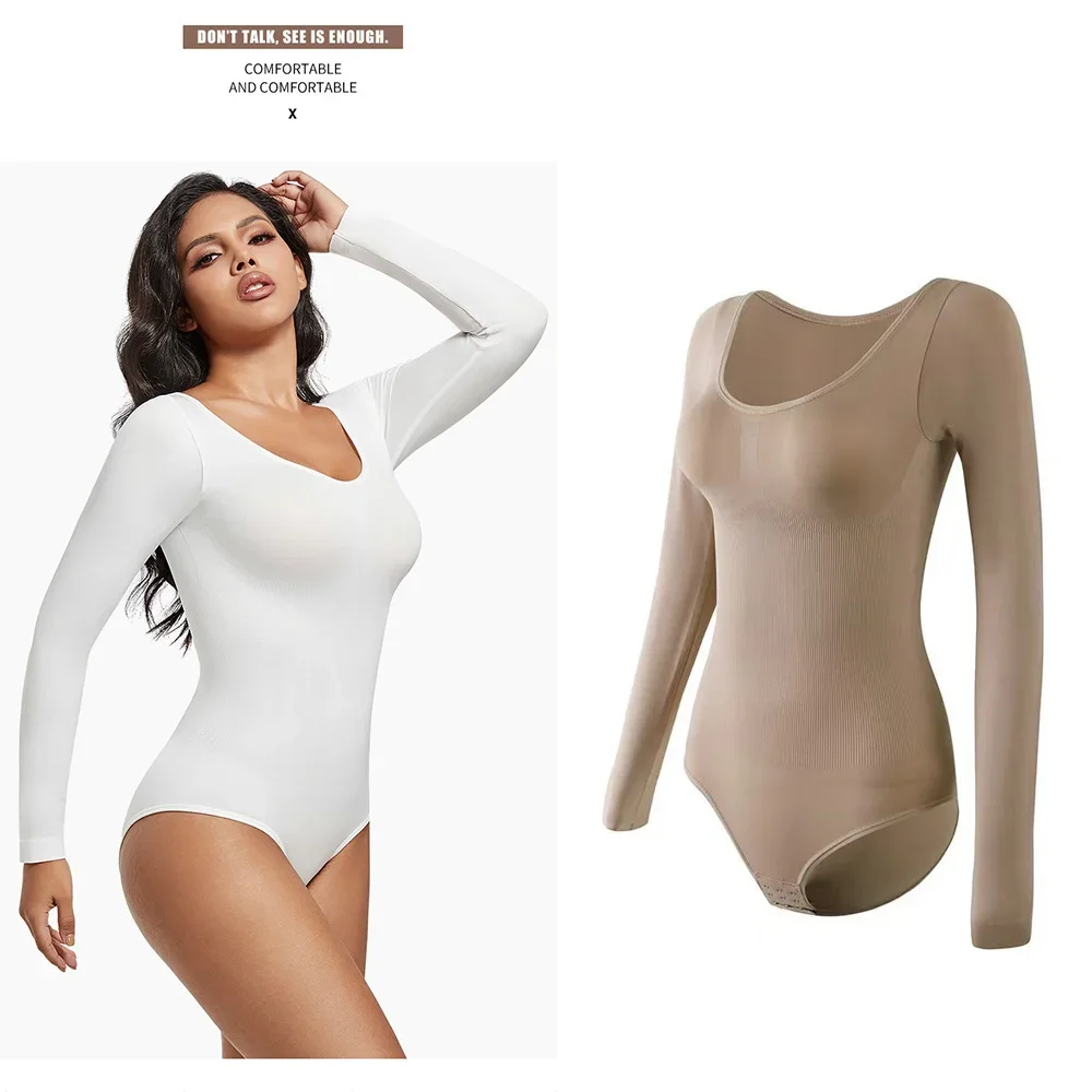 Shapewear bodysuit voor buikcontrole Verstelbaar kruis Lange mouwen Naadloze body shaper Jumpsuit Buikcontrole