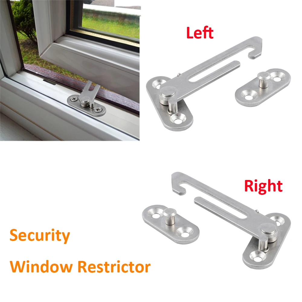 1pcs Left/Right Window Restrictor Stainless Steel Safety Child Restrictor For Onto Window Household Hardware Accessories