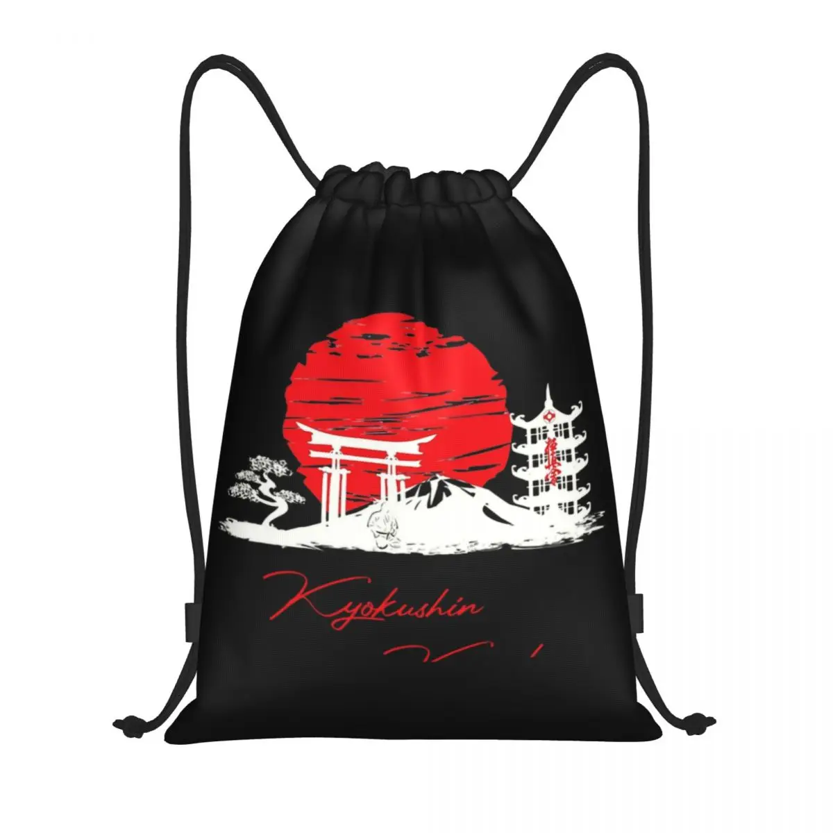 Custom Kyokushin Karate Landscape Drawstring Backpack Bags Men Women Lightweight Martial Arts Gym Sports Sackpack Sacks for Yoga