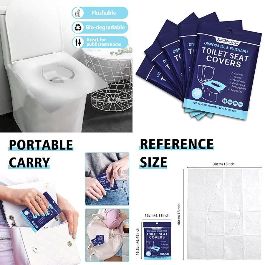 

XL 100PCS Disposable Toilet Seat Covers Flushable Paper Toilet Seat Cover for Travel Essentials in Public Restrooms Airplane Ca
