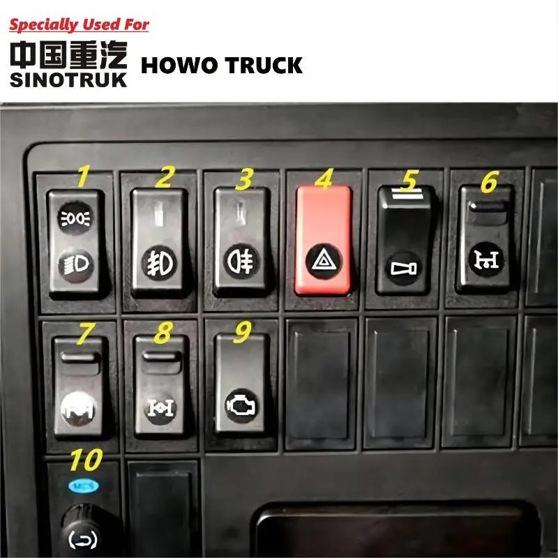 Specially Used For HOWO Truck Power take-off Switch WG9719582010 Dashboard Switch For HOWO 371 HOWO 336 HOWO 380 Cabin Parts