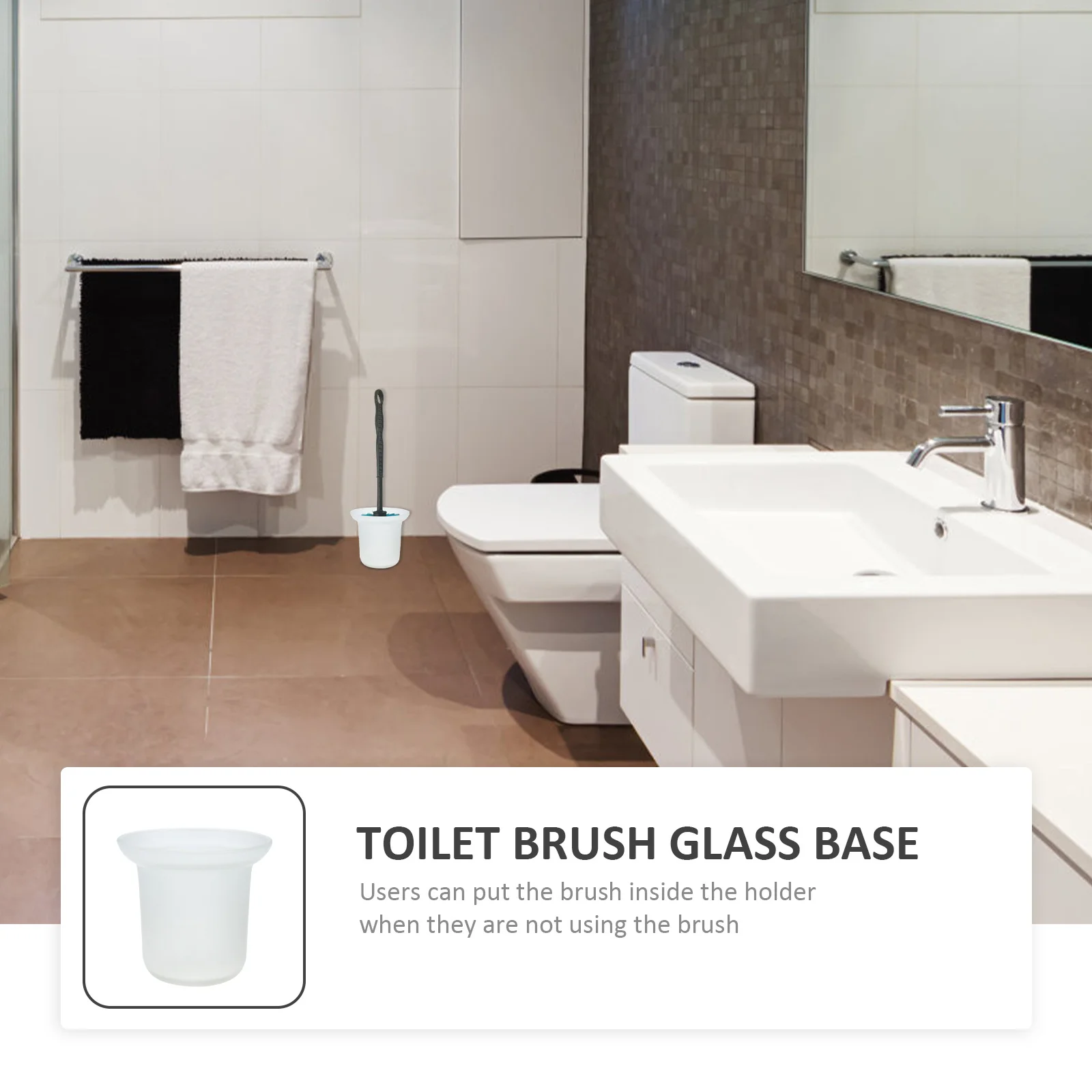 頑丈なトイレブラシカップ、高品質ガラスベース製、浴室用スクラバーブラシホルダー、トイレ掃除ツールホルダー