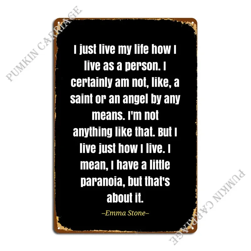 إيما ستون إقتباس علامة معدنية حفلة سينما نادي الديكور تخصيص تين تسجيل ملصق