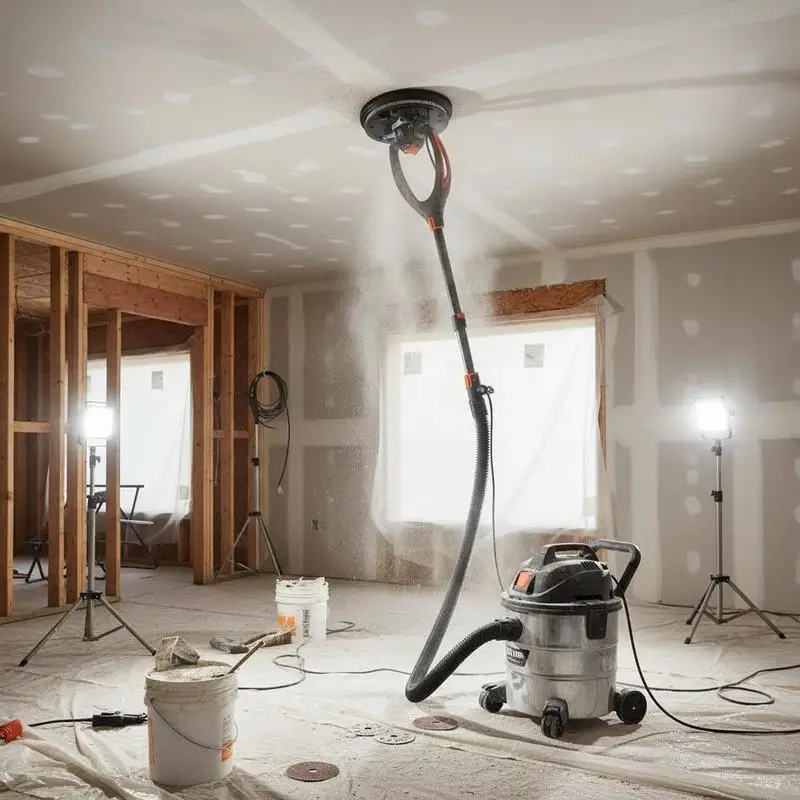 

Wall Surface Polishing Machine 9-Inch For Home Renovation Professional Construction Ceiling Finishing, 800W Brushless Motor Variable Speed 1000-2300 RPM Foldable Design Dual LED Lights Extendable Handle 12 Sanding Discs