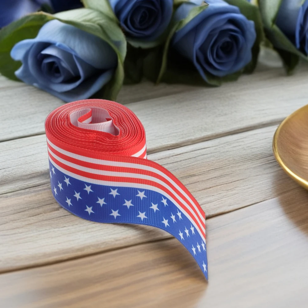 

5 Yards Patriotic Decorative Ribbon Star Striped Wrapping Ribbon For Independence Day Crafts Decorations Diy Present Wrapping