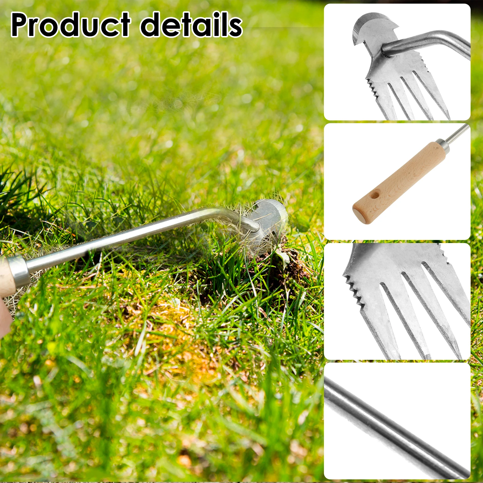 2Pcs Hand Weeder Tool Stainless Steel Weed Pulling Tool V-Shaped Hand Weeder Multifunction Weed Remover Tool Set Garden Weed