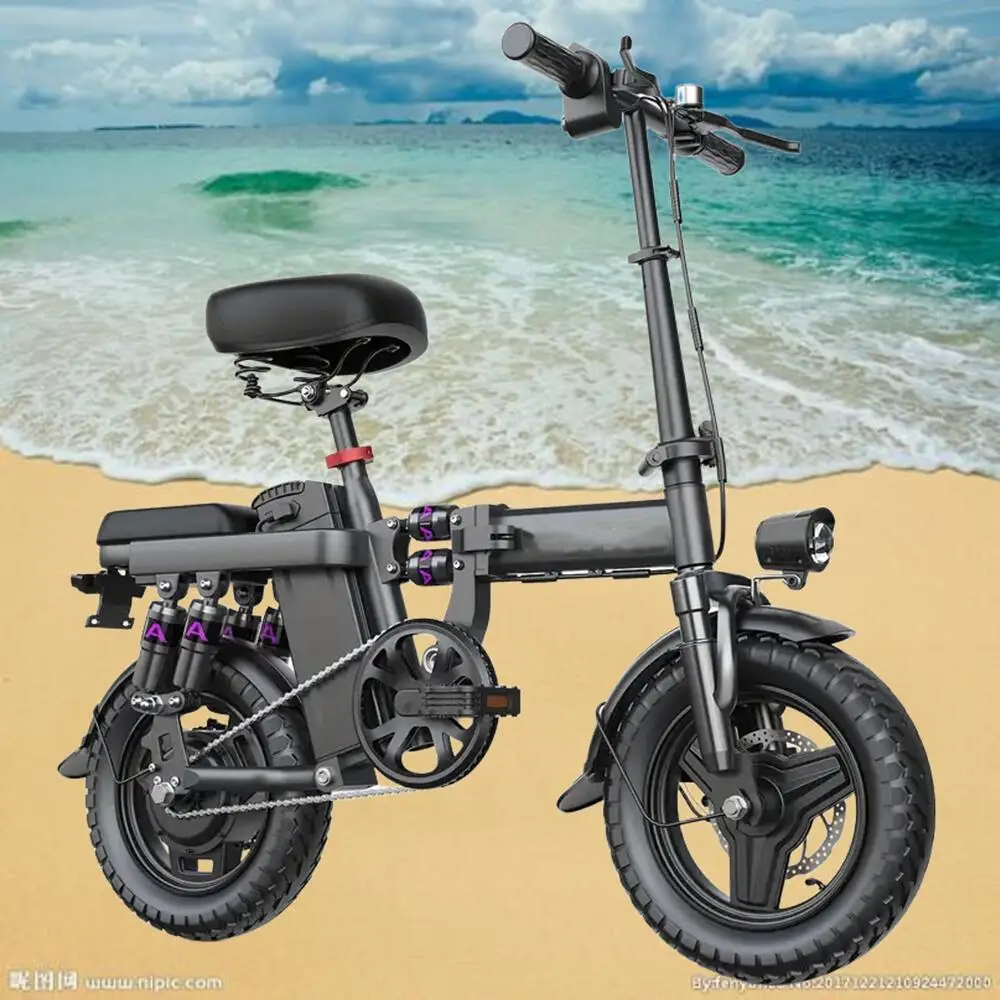 

Adult Electric Motorcycles Bike, 48V 20AH/15AH/10Ah Removable Battery 500W Brushless Motor, 14'' Tires Folding Electric EBike
