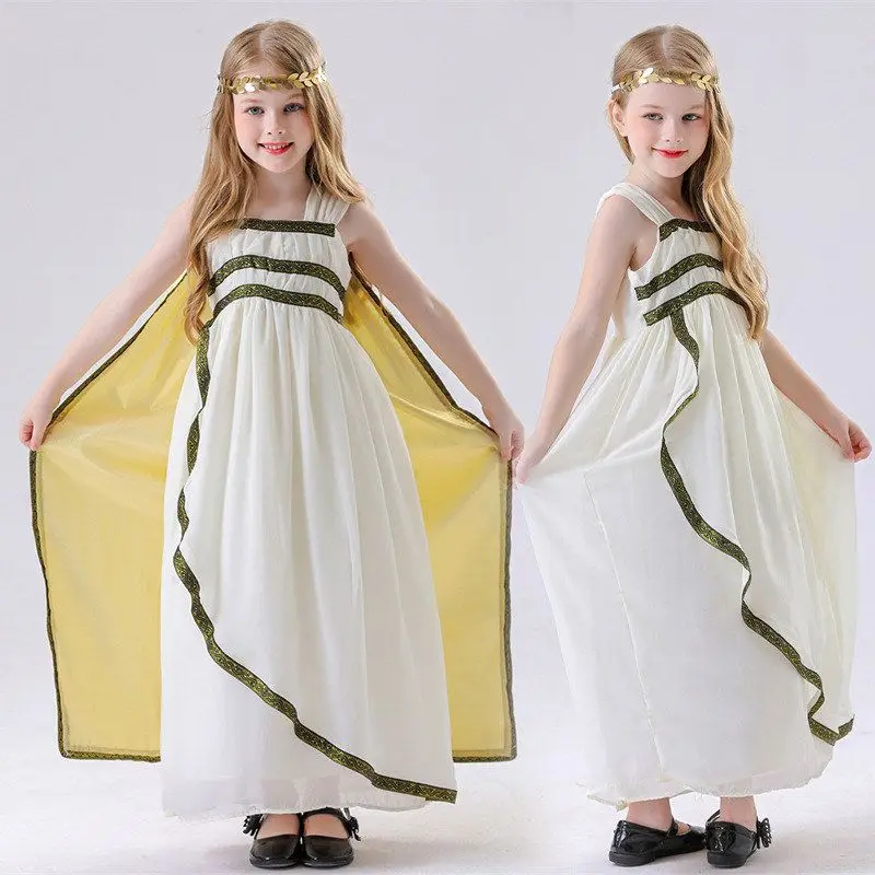 زي تنكري للهالوين على شكل إلهة قديمة للأطفال والكبار، زي للأداء المسرحي التقليدي والرقص