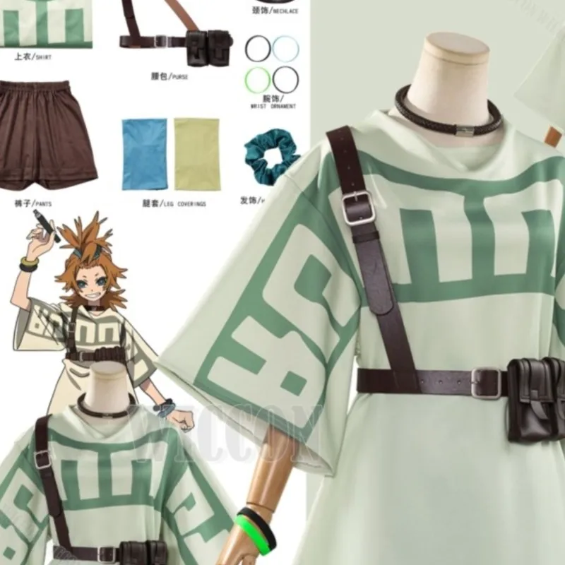 

Remlin Anime GACHIAKUTA Cleaner Cosplay Costume Green Shirt Pants Bag Prop Woman Festival Comic Con Halloween Navidad Carnaval