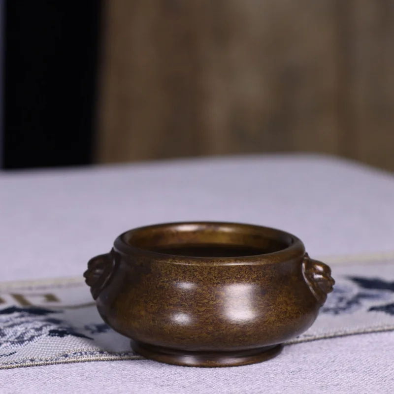 Copper , lion-ear , Ming Xuan De , Chinese-style incense burner, home indoor sandalwoo