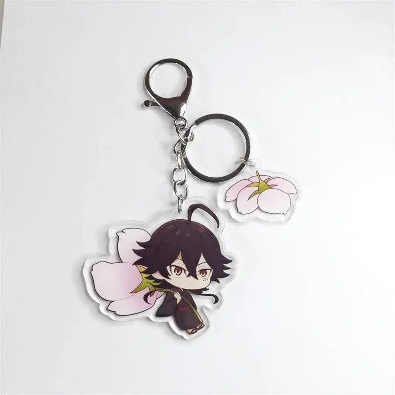 New Women Men Arcylic Keychain Atsushi Nakajima Dazai Flower Two-sided Key Chain Accessories Bag Pendant Jewelry Birthday Gifts