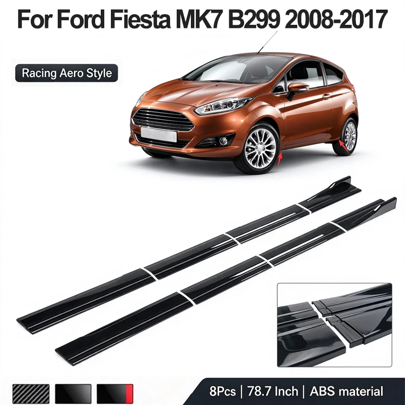 78.7Inch/2M Side Skirt Extension Lip For Ford Fiesta MK7 B299 Standard Version 2008-2017 Racing Side Spoiler Car Mod Body Kit