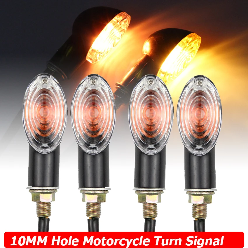 

Universal Electric Scooter LED Signal Indicators 10MM Hole Motorcycle Turn Signal Mini Oval Lamp Front Rear Bulb Accessories