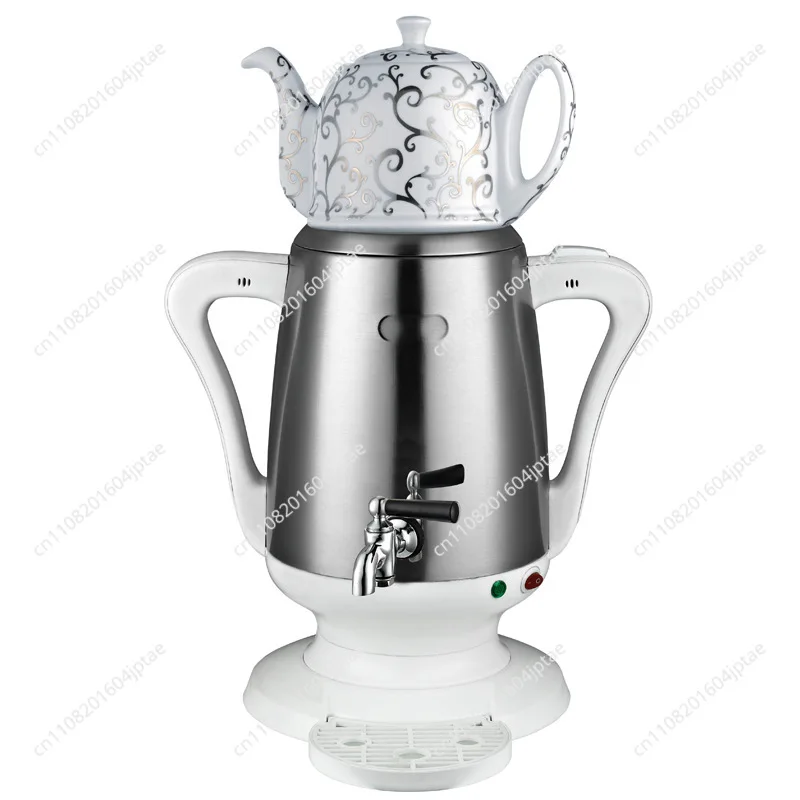 "Turkish Samovar Tea Set - Electric Kettle with Dual Chamber for Black Tea Brewing, Traditional Copper Pot" view 6
