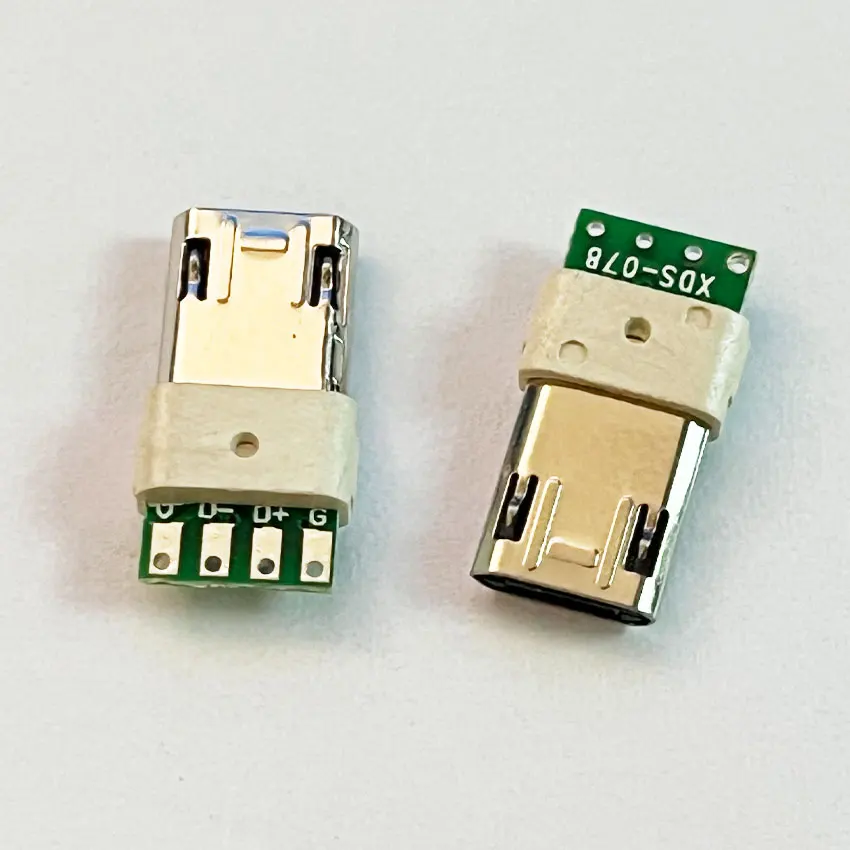 1PCS Micro USB 4Pin Male Plug With PCB Solder Plate Double-sided Micro 4P Connector Jack Port 4Pin Welding Wire Board Plug