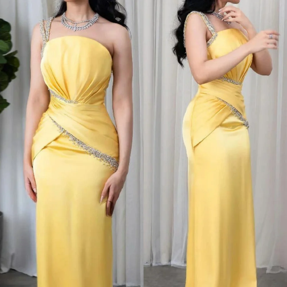 

Customized Charmeuse One-shoulder Sequined Trumpet Long Dresses Bespoke Occasion Party Gown Elegant Evening Sparkle Formal