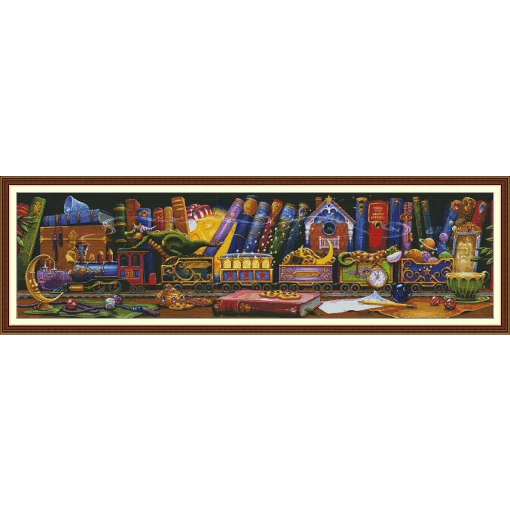 

Dream train cross stitch kit aida 14ct 11ct count print canvas cross stitches needlework embroidery DIY handmade