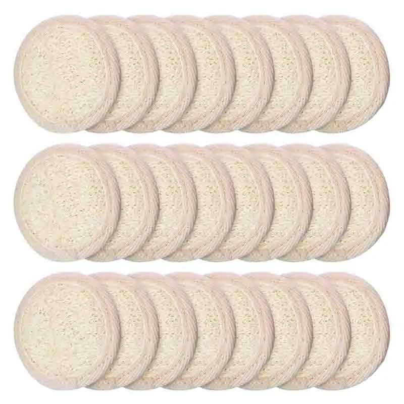 

24 Pieces Exfoliating Loofah Pad Facial Body Scrubber Round Bath Shower Loofah Sponge Pad Natural Exfoliating Scrubber