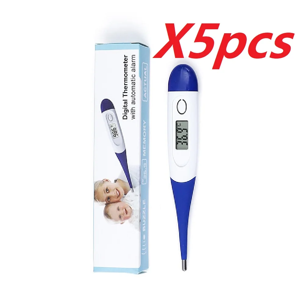 

5 шт., бытовые термометры для взрослых и детей, термометр для лихорадки, электронный мягкий цифровой измеритель температуры подмышек для полости рта