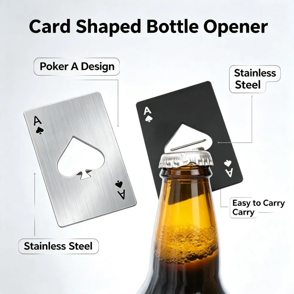 Credit Card Shape Spades A Bottle Opener Stainless Steel Portable Beer Wine Opener Bar Drinking Accessory