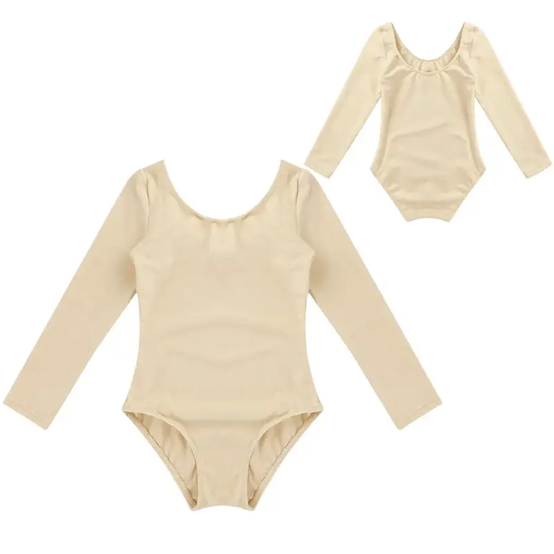 Kids Girls Long Sleeve Ballet Leotards Dance Costume Warm Solid Color Gymnastics Workout Training Bodysuit Dancer Wear - Image 7