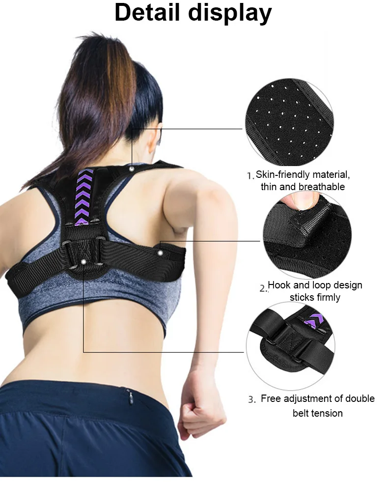 Posture Corrector Unisex Adjustable For Clavicle Support Providing Pain Relief Neck Back Shoulder Reshape Your Body 1PC Purple