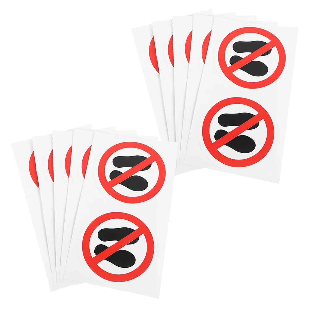 20 Pcs No Step Sign Stickers Adhesive Warning Labels Clear Paper Material Factory Equipment Traffic Safety Signs Caution Decals