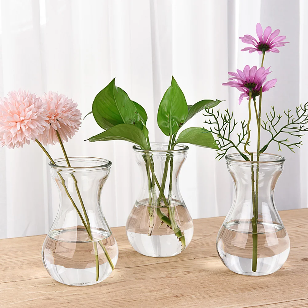 

3 Pcs Aesthetic Flower Vase Vases Decorative Clear for Flowers Floral Centerpiece Fall Bouquet
