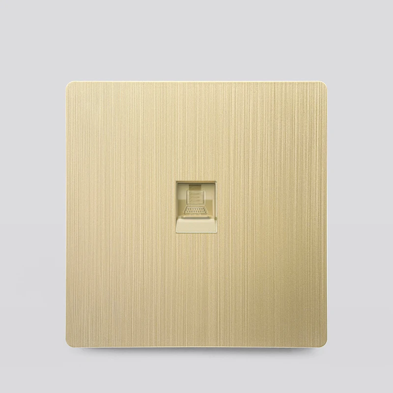 Luxe geborsteld goud ultradunne wand 1/2weg lichtschakelpaneel, EU FR stopcontact, UK universele 3-pins USB C-aansluiting AC 110-250V - afbeelding 1