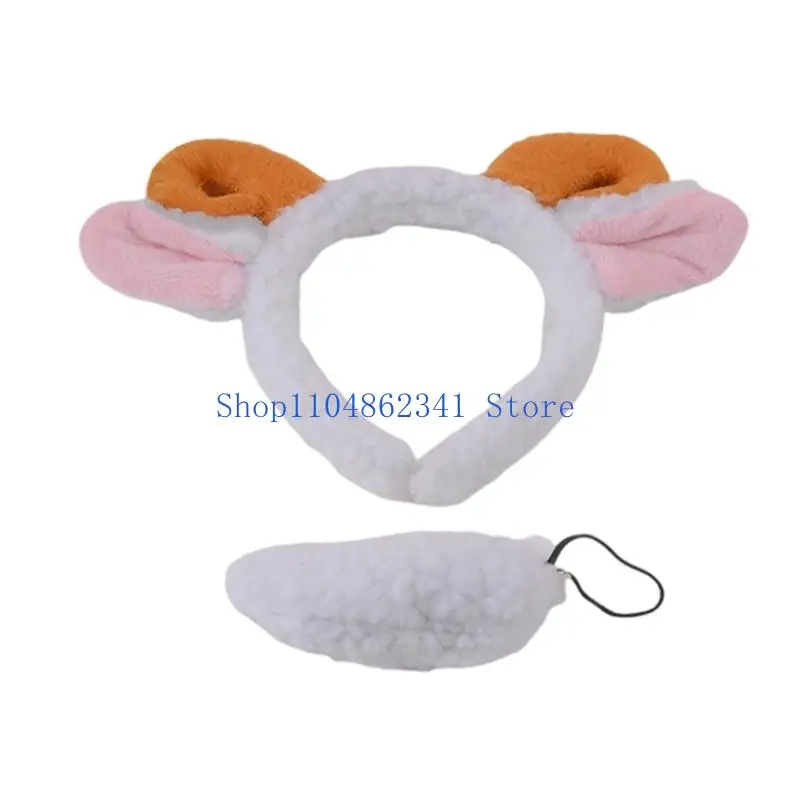 5ASD schapenkostuumset schapen oren hoofdband staart dier schapen cosplay kostuums schapen fancy jurk accessoires volwassenen