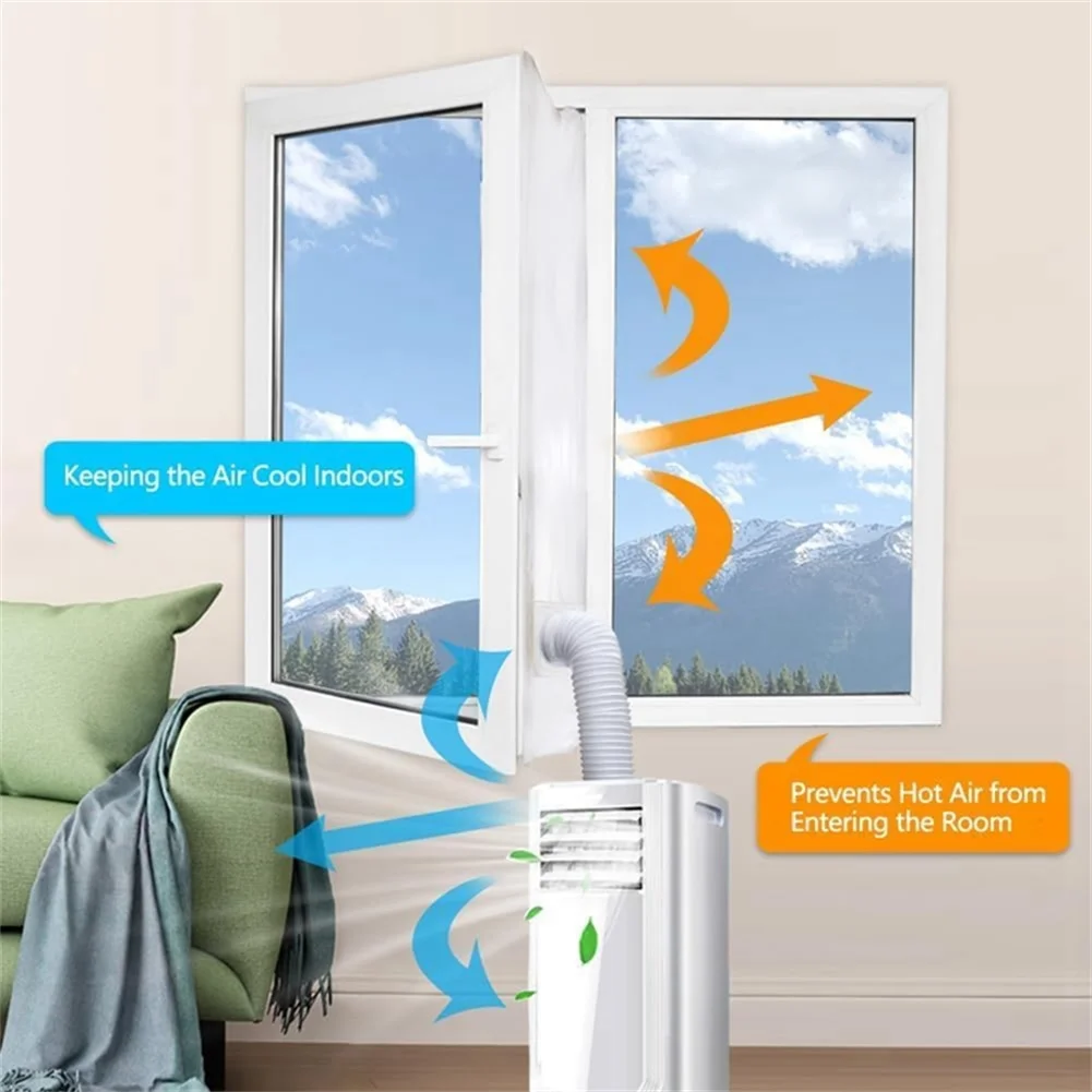 Portable Air Conditioner Window Seal Kit 300CM With 5.1 5.9 Inch Coupler For Mobile AC Dryer Dehumidifier Hose
