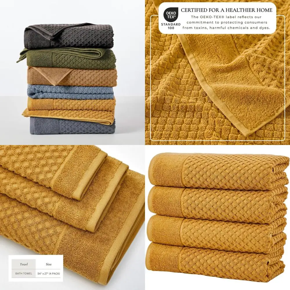 

Набор из 4-х банных полотенец из 100% хлопка - 54x27, мягкие, прочные, быстросохнущие, для использования в ванной комнате