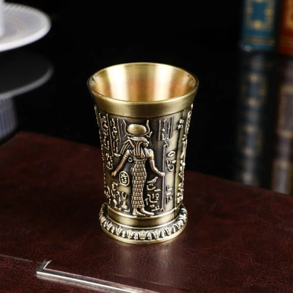 Creative Non-slip Retro Metal Cup Small Size Anti-fall 3D Wine Glass Egypt Myth Small Cocktail Cup Liquor