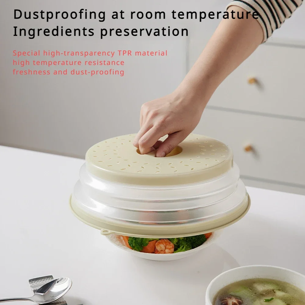 Microwave Splatter Cover Oil-proof Splash-proof with Hook Cooking Lids Silicone Fresh-keeping Cover Heating Folding