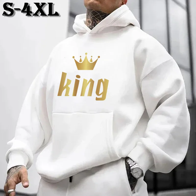 

Fashionable men's and women's long sleeved pullover hooded sweatshirt, unisex king print hooded sweatshirt, casual hoodie
