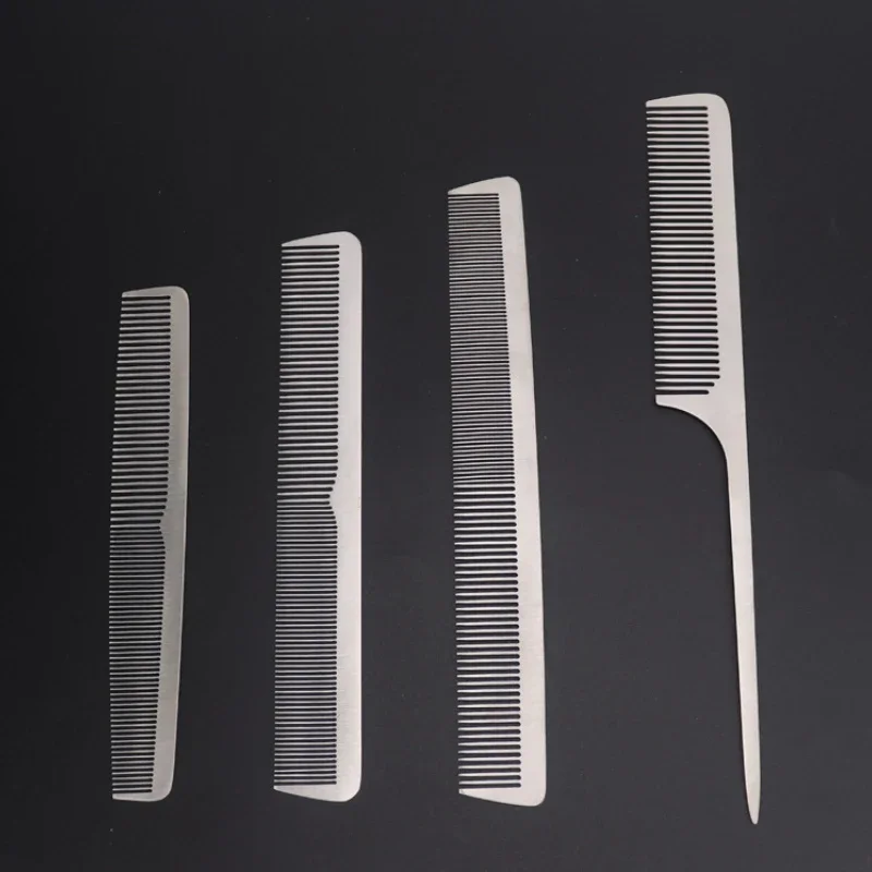 High Quality Stainless Steel Silver Metal Barber Comb Hairdressing Salon Hair Cutting Comb For Men And Women