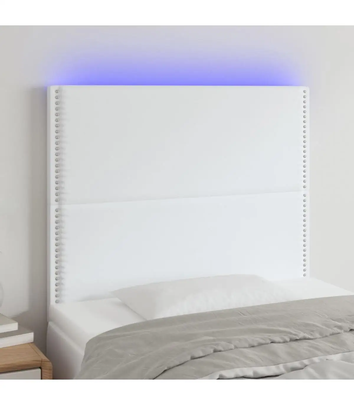 Headboards and bed feet headboard with LED lights synthetic leather White 80x5x118/128 cm