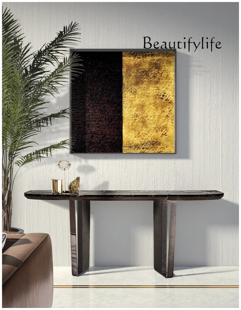 BJ Italian Minimalist Marble Splicing Entrance Foyer Strip Case Long Strip Sculpture Table Light Luxury