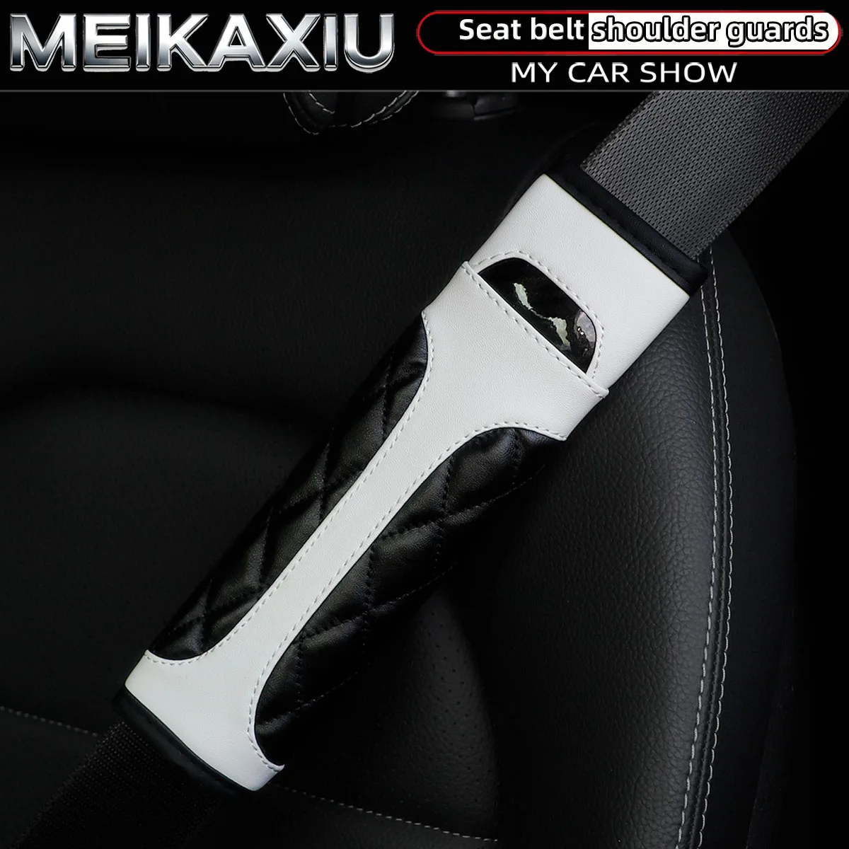 Schulterbezüge für Damen, Sicherheitsgurt-Dekorationen, Autozubehör-Set, Kristall-Kohlefaser, PU-Leder, Auto-Innenraum, 2 Sets – Detail 9
